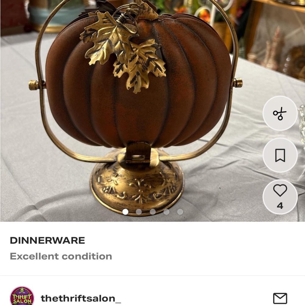 Decorative Pumpkin Table Accent in Rust & Antique Gold